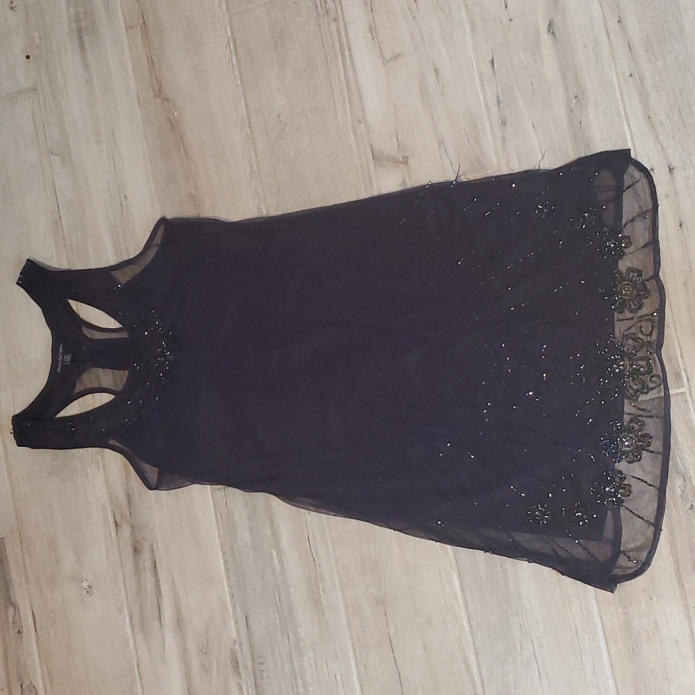 American Eagle Navy Blue Beaded Sheath Mini Dress XS Wedding Travel Party